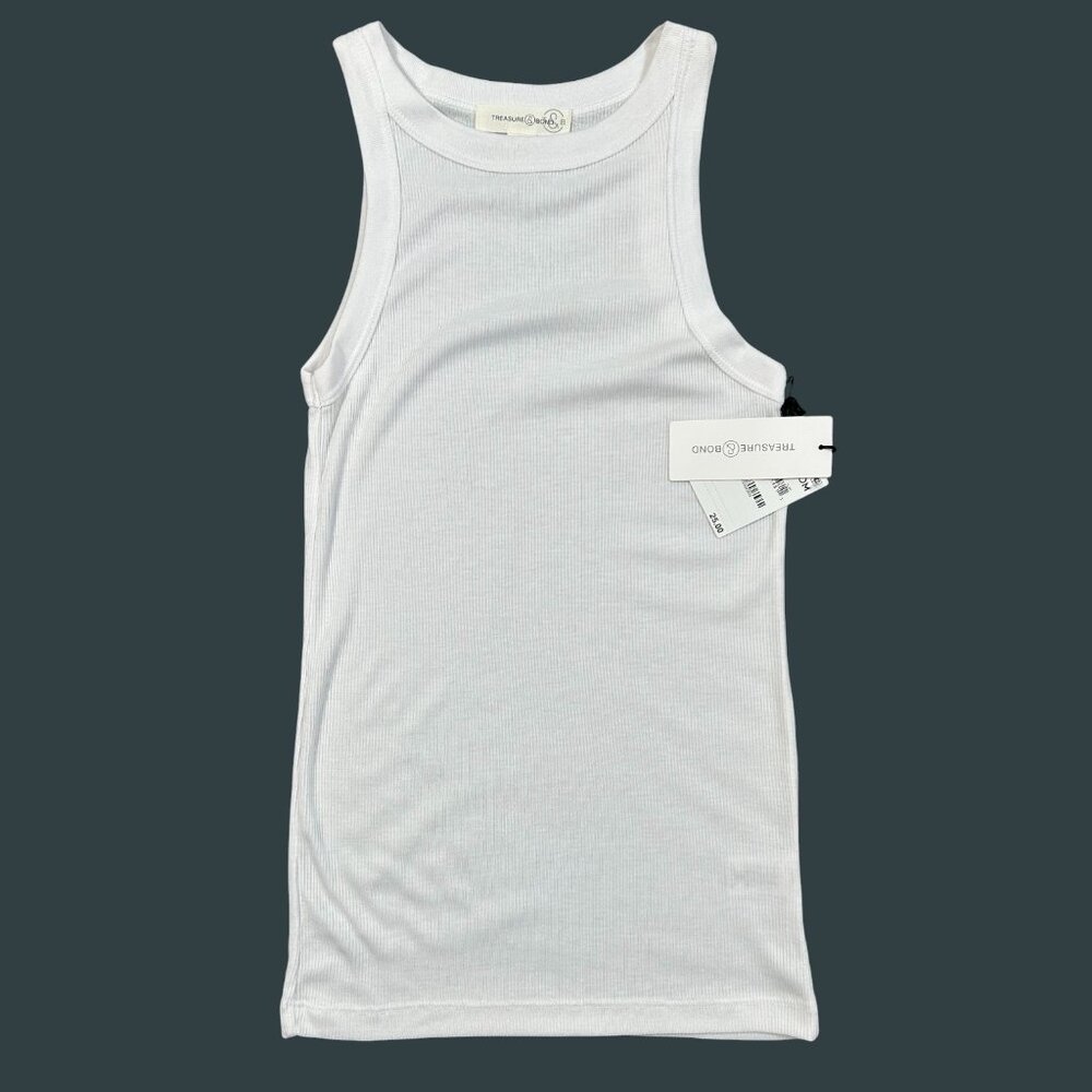 Nordstrom Treasure&Bond Women's White Ribbed Tank